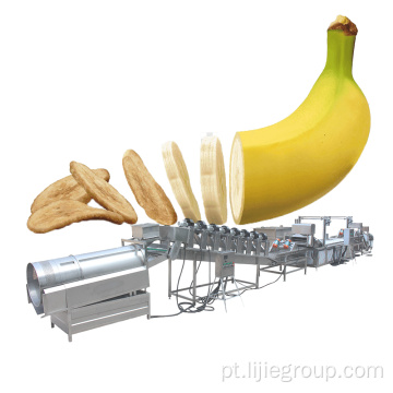 Cascas de banana fazendo linha de produção